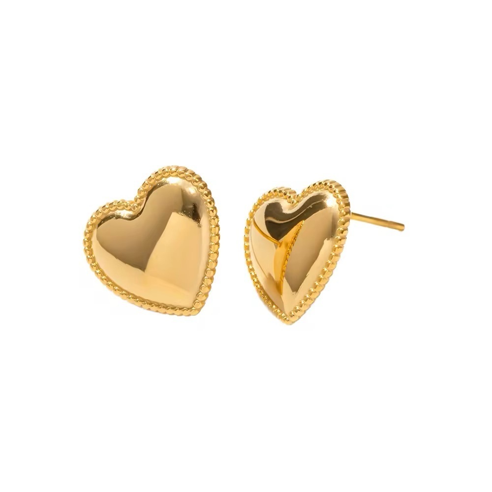 18K Gold Plated Heart Stud Earrings